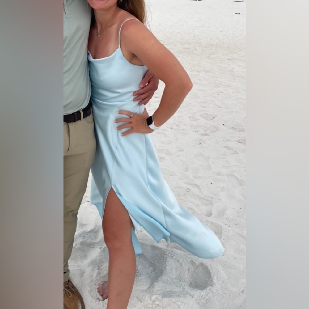 Light Blue Bridesmaid / Wedding Guest Silk Dress Only Worn Once - Picture 2 of 6
